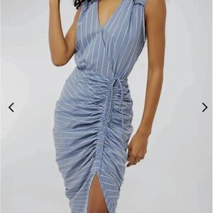 Veronica Beard Blue White & Green Striped Midi Dress Teagan NWT!